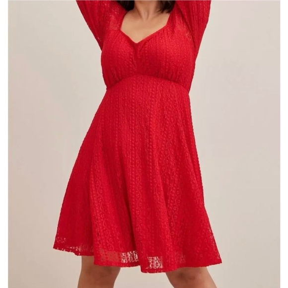 Torrid Plus Size 2 - 2X (18-20)  Mini Lace Fit Flare Dress Red 3/4 Sleeves NWT - Picture 15 of 16